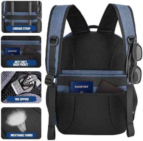 MOZETO Lunch Backpack for Men, Tactical Inspired Double Deck Cooler Backpack Insulated Leakproof RFID Lunchbox for Work (Army Blue)