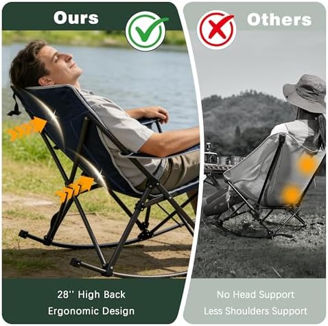 SUNNYFEEL 2 Pack Oversized Folding Rocking Camping Chair 500lbs