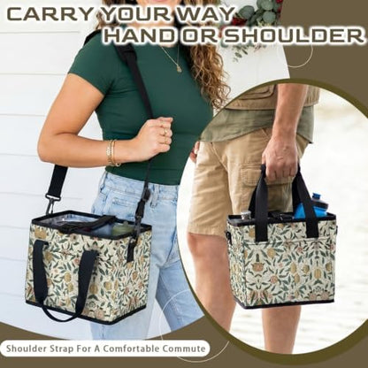 Vintage Fruit Print Insulated Cooler Bag,Collapsible Drink Carrier