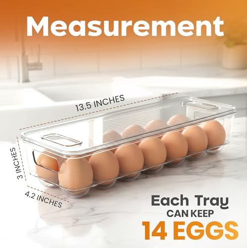 Utopia Home Egg Holder for Fridge, Stackable Egg Container, 3 Pack, Clear