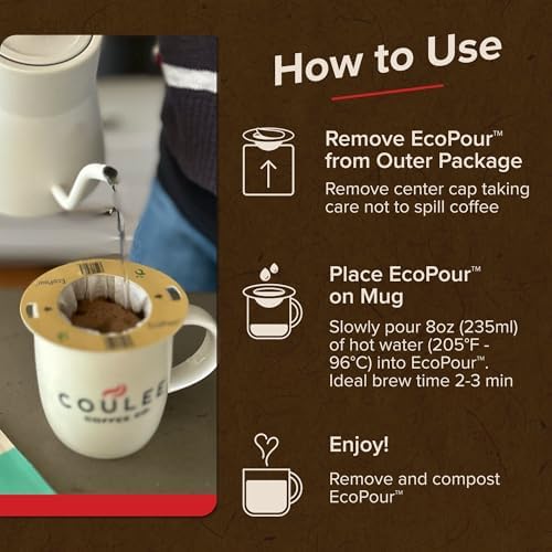 Coulée EcoPour Coffee Variety Pack, Single Serve, 4 Flavors, 20 Pack