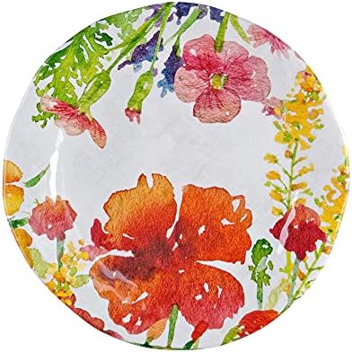 UPware 12 Piece Floral Melamine Dinnerware Sets, Outdoor Dishes Set, Plates and Bowls Sets, Service for 4, Multicolor