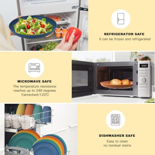 PYRMONT Wheat Straw Plate and Bowl Set 20 PCS Unbreakable Dinnerware Set Service for 4 Dishwasher & Microwave Safe Kitchen Dish Set for RV,Camping and Picnic,Kitchen Essentials-Multi