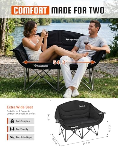 KingCamp Double Camping Chair, Heavy Duty 660lbs Folding 2 Person Chair