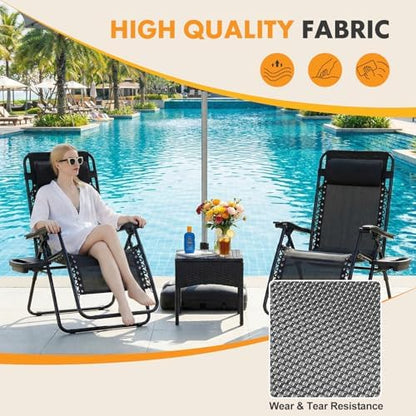 NEWBULIG Zero Gravity Chairs Set of 2, Folding Lounge Recliner Chair