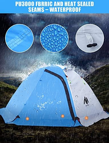 AYAMAYA 4 Season Waterproof 2 Person Backpacking Tent with Aluminum Poles
