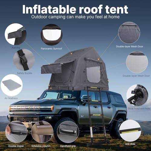 Inflatable Rooftop Tent, 2-3 Person Car Roof Tent for SUV Truck