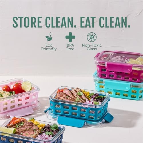 Ello Duraglass 3.4 Cup Glass Meal Prep Containers, 10 Pc, 5 Pack, Orchard