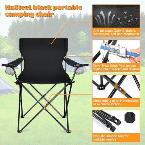 HaSteeL Camping Chairs, 4Pcs Oversized Folding Lawn Chairs for Adults