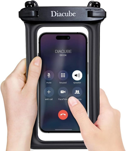 2-Pack Waterproof Phone Pouch, Universal IPX8 Floating Waterproof Case with Adjustable Lanyard for All Phones [Up to 8.3"] Beach, Waterpark & Travel Essentials - Black