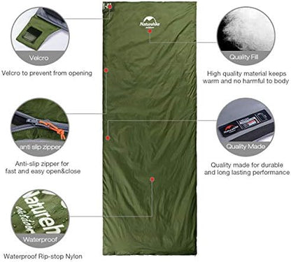 Naturehike Lightweight Compact Sleeping Bag, 59℉/32℉ Envelope Ultralight Backpacking Sleeping Bag Portable, Waterproof with Compression Sack for Cold&Warm, Camping, Traveling, Hiking