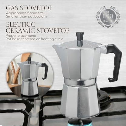 Mixpresso 6 Cup Moka Pot Stovetop Espresso Maker, Italian Cuban Coffee Pot