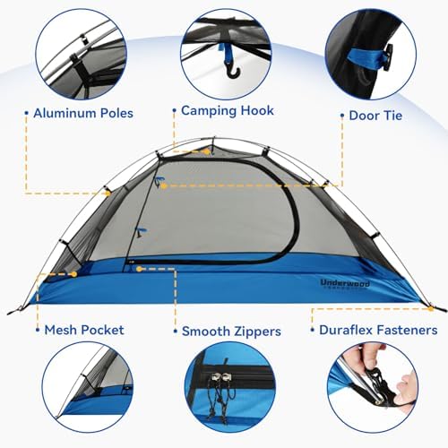 1/2/3/4 Person Lightweight Backpacking Tent, Waterproof Camping Hiking Tent