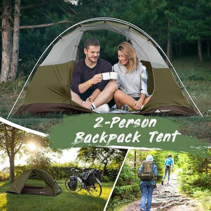 Forceatt Camping Tent 2 Person, Backpacking Tent Waterproof & Windproof, Ultralight Instant Tent with Rain Fly for Camping, Hiking, Outdoor
