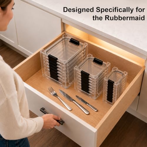 Lid Organizer for Rubbermaid Brilliance, Fits 0.5, 1.3, 3.2 & 4.7 Cup