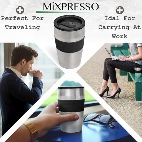 Mixpresso Single Serve & Single Cup Coffee Maker with 14oz Travel Mug Black