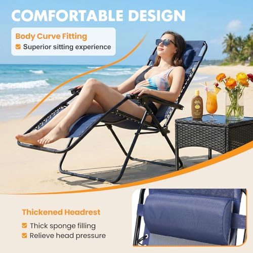 NEWBULIG Zero Gravity Chairs Set of 2, Folding Lounge Recliner Chair