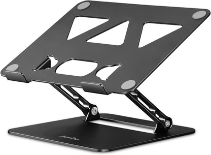 Adjustable Laptop Stand for Desk, Portable Laptop Stand Holder and Riser, Foldable Aluminum Notebook Computer Stand for MacBook Air Pro HP Lenovo Dell Samsung Chromebook, 10-15.6 inch, Black