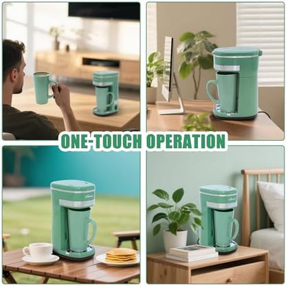 Single Serve Coffee Maker, 15oz Portable One Cup Coffee Brewer
