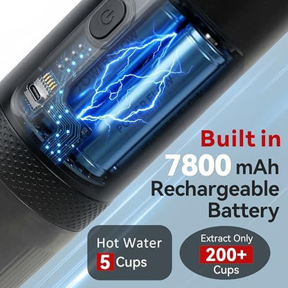 Portable Coffee Maker Electric Espresso Machine, Coffee Espresso Maker for Travel Self-Heating USB-C, Battery Powered with 7800mAh, for Ground Coffee & NS Capsule, for RV, Hiking, Office,Gifts for Men
