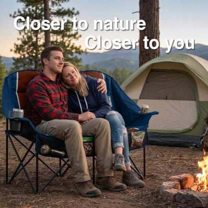 Oversized Double Camping Chair - 2 Person Folding Loveseat for Campfire Snuggle Freedom, Heavy Duty 660LBS Support with Frustration-Free Oversized Carry Bag, Perfect for Couples, Dogs & Sports