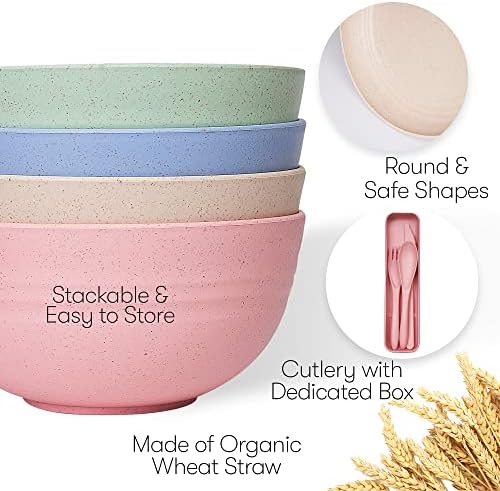 Wheat Straw Dinnerware Sets | Unbreakable Dinnerware Sets | Dishwasher Microwave Safe Dinnerware | Eco Friendly Non Breakable Dinnerware Sets | RV Outdoor Camping (Multi, Service for 4 (28 pcs))