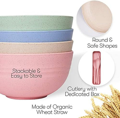 Wheat Straw Dinnerware Sets | Unbreakable Dinnerware Sets | Dishwasher Microwave Safe Dinnerware | Eco Friendly Non Breakable Dinnerware Sets | RV Outdoor Camping (Multi, Service for 4 (28 pcs))