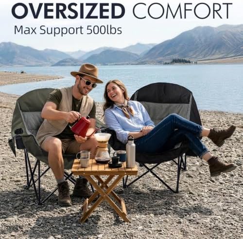 Oversized Camping Chairs for Adults - Heavy Duty Padded Outdoor Camp Chair