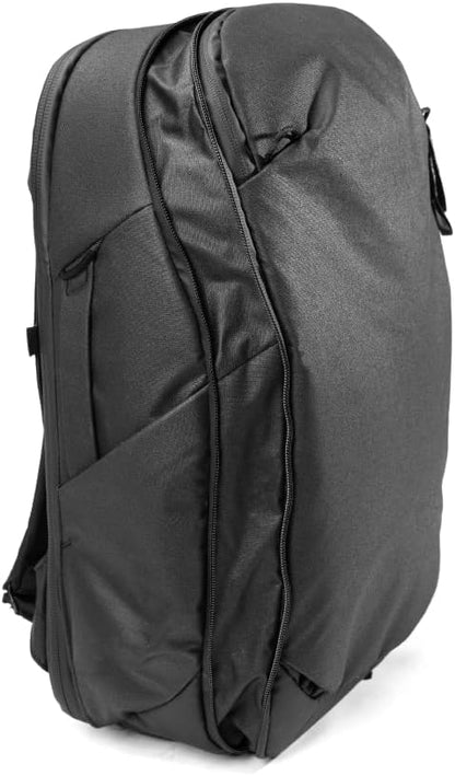 Peak Design Travel Backpack 30L, Black, Expandable 27-33L Design, Rear and Top Access, Weatherproof Shell, Laptop Sleeve, Ideal for Travel or Everyday Carry, Versatile Backpack for Men and Women