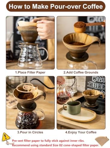 Gomakren Pour Over Coffee Maker Single-Hole Cone, Ceramic Coffee Dripper