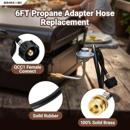 Griddle Regulator with 6FT Propane Adapter Hose for Blackstone 17/22 Inch Tabletop Griddles Gas Regulator Fit for CharBroil 19952085 Propane Regulator for Pit Boss & Member's Mark 22" Griddle Parts