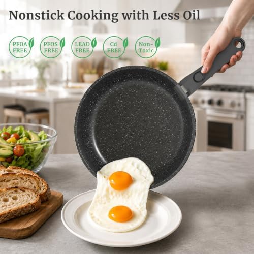 YASHE 20Pcs Nonstick Cookware Set with Detachable Handles, Oven Safe