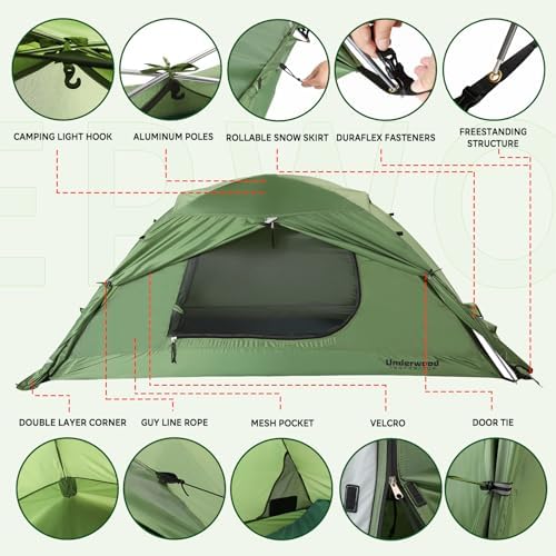 1/2 Person 4 Season Backpacking Tent, Lightweight Waterproof Winter Tent