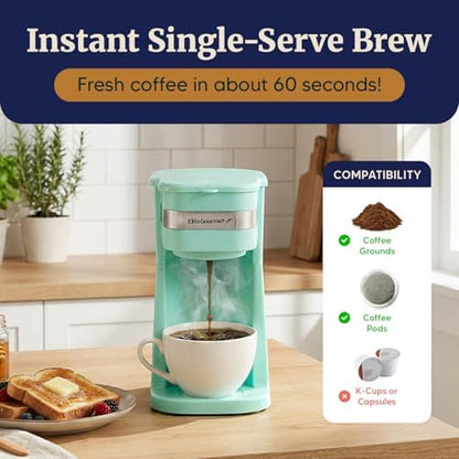 Elite Gourmet EHC113M Personal Single-Serve Compact Coffee Maker, Mint