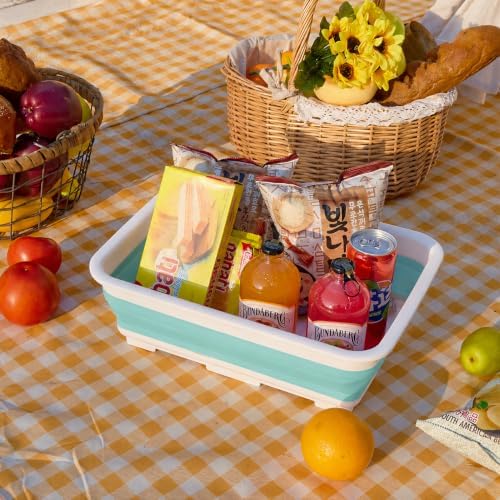Goderewild Collapsible Dish Pan, 10L (2.6 Gal) Foldable Sink Tub, Mint