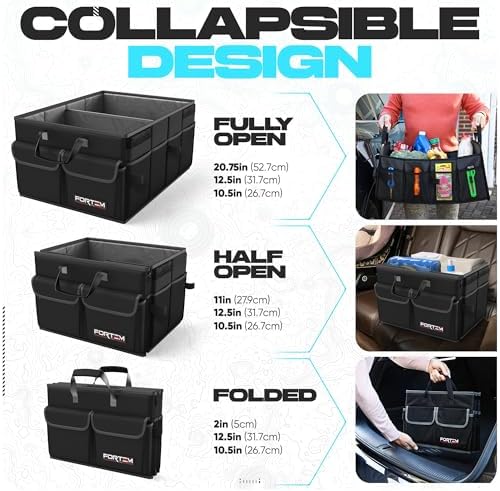 FORTEM Trunk Organizer - Foldable Car Organizer & Storage for SUVs & Trucks