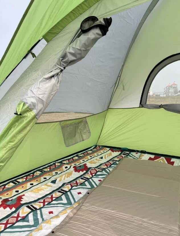 4 - Person Camping Tent, Spacious & Waterproof, Easy Setup for Family Trips, Beach & Backyard Adventures, Blue - Gray Design