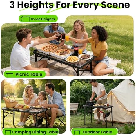 WildFinder Folding Grill Table, 3x1.3 FT Portable Camping Table, Foldable