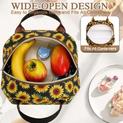 FlowFly Insulated Lunch Cooler Bag - Tote Bag Organizer for Women/Men, SunFlower