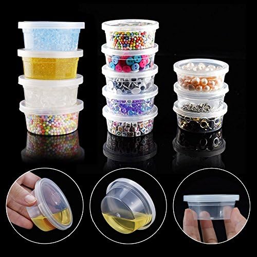 Augshy 40 Pack 2oz Small Slime Containers With Lids, Hawaiian Shaved Ice Mold Jello Shot Cups Condiment Containers Plastic Portion Cups with Lids for Salad Dressing Food Storage Containers