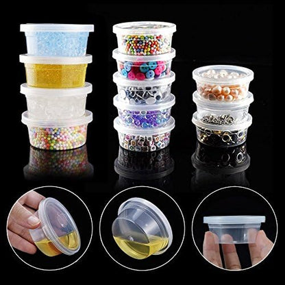 Augshy 40 Pack 2oz Small Slime Containers With Lids, Hawaiian Shaved Ice Mold Jello Shot Cups Condiment Containers Plastic Portion Cups with Lids for Salad Dressing Food Storage Containers