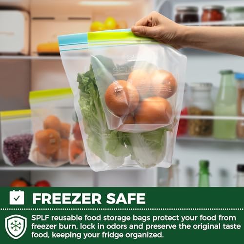 SPLF 12 Pack Reusable Gallon Freezer Bags Dishwasher Microwave Safe