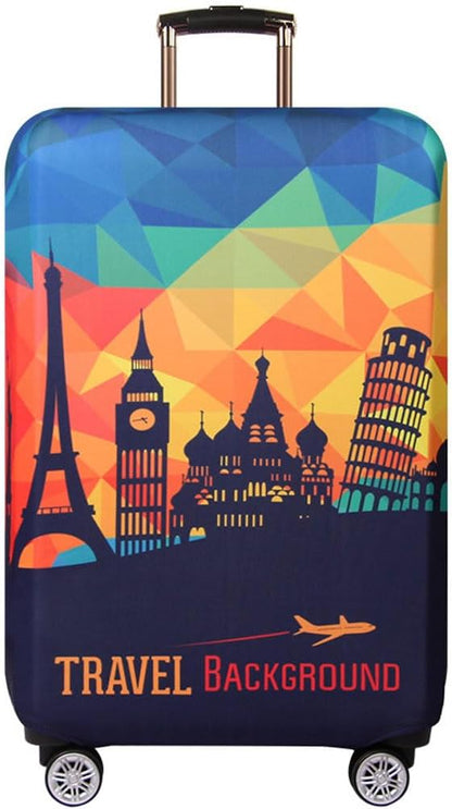 MosaiRudo Thicker Luggage Cover Elastic Suitcase Cover Protector Fits 18-32 Inch Suitcase Travel Accessories (Travel-4, S)