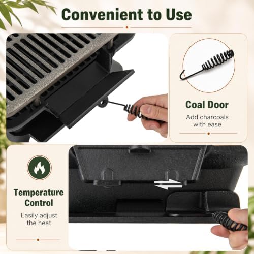 Giantex Portable Hibachi Grill Outdoor, Small Cast Iron BBQ Charcoal Grill