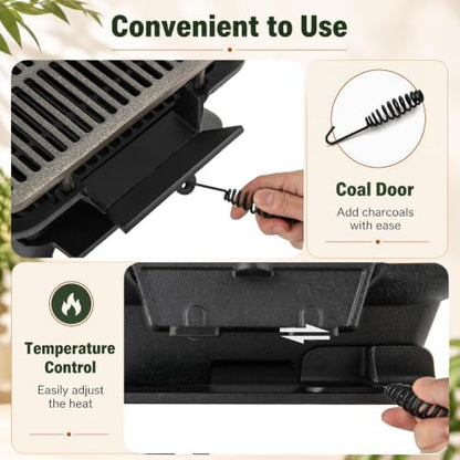 Giantex Portable Hibachi Grill Outdoor, Small Cast Iron BBQ Charcoal Grill