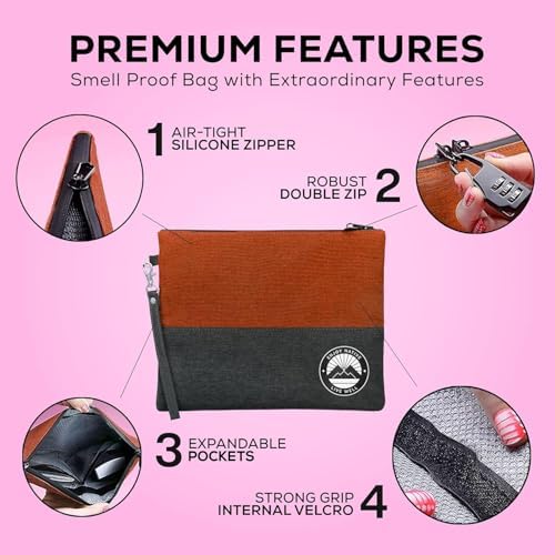 Enjoy Native Smell Proof Bag with Lock 11" x 9", Smell Proof Container, Dog Tested Odor resistant Bags, Best Zipper odor sealing pouch for Herbs, Coffee & Travel Medicine, Scent resistent Containers