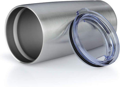 20oz Tumbler Bulk Stainless Steel Vacuum Insulated Tumblers with Lid Double Wall Travel Mug, Powder Coated Coffee Cup, Suitable for Ice Drinks and Hot Beverage (Stainless steel 12pack)