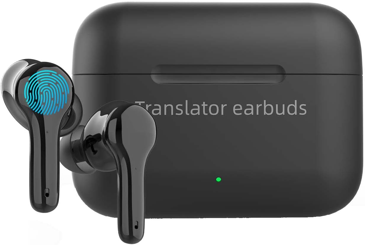 AI Translation Earbuds Real Time M6 Translator Earbuds Support 144 Languages for Android iOS Online|AI|Voice| Photo Translation for Business,Travel & Language Learning M6 Online Black
