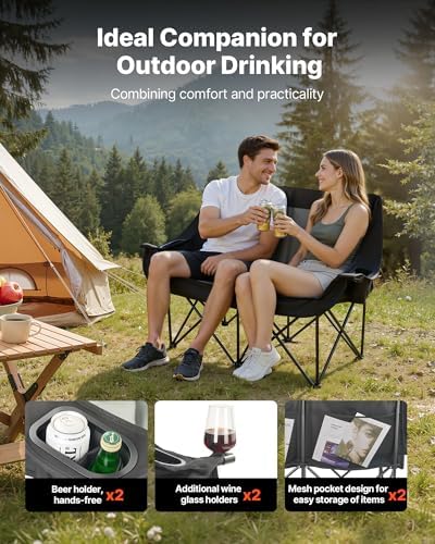 VEVOR Double Camping Chair, Oversized Two Person Camp Chair with 660 lbs