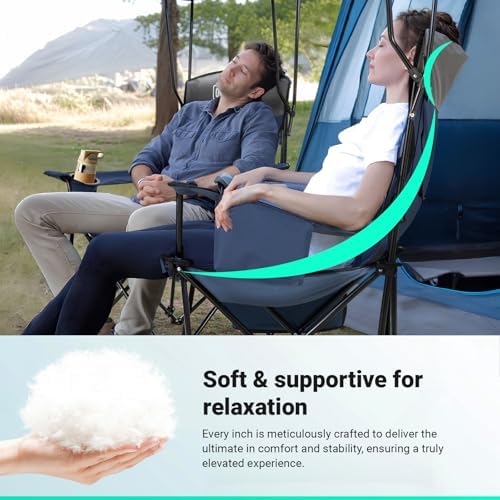 Overmont Camping Chair with Canopy Shade - 330 lb Support&3L Cooler Bag